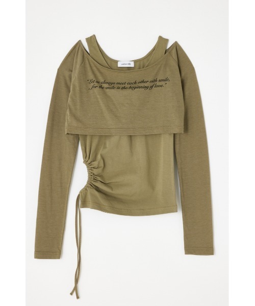 LAGUA GEM（ラグアジェム）の「LETTERING SHEER 2PIECE トップス（Tシャツ/カットソー・レディース・ホワイト/ブラック/カーキ/チャコールグレー・FREE）」の21枚目の写真