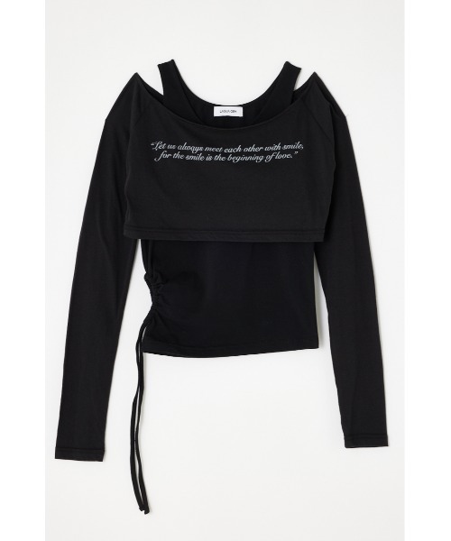 LAGUA GEM（ラグアジェム）の「LETTERING SHEER 2PIECE トップス（Tシャツ/カットソー・レディース・ホワイト/ブラック/カーキ/チャコールグレー・FREE）」の11枚目の写真