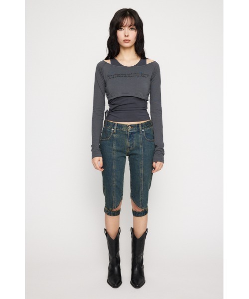 LAGUA GEM（ラグアジェム）の「LETTERING SHEER 2PIECE トップス（Tシャツ/カットソー・レディース・ホワイト/ブラック/カーキ/チャコールグレー・FREE）」の15枚目の写真