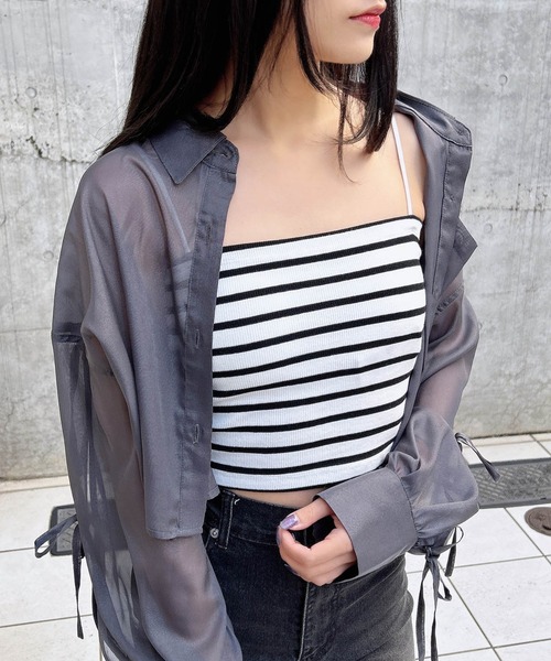 INGNI（イング）の「ベアリブキャミ（キャミソール・レディース・オフホワイト/ブラック/その他・M）」の3枚目の写真