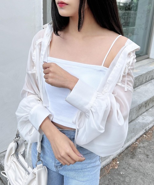 INGNI（イング）の「ベアリブキャミ（キャミソール・レディース・オフホワイト/ブラック/その他・M）」の12枚目の写真