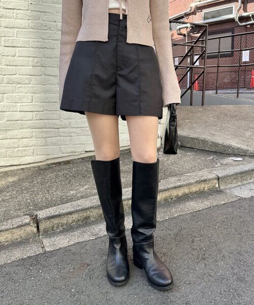 mline（エムライン）の「[mline]シンプルショートパンツ（その他パンツ・レディース・ブラック/チャコールグレー・2/1）」の3枚目の写真
