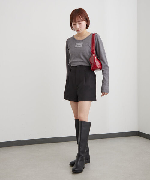 mline（エムライン）の「[mline]シンプルショートパンツ（その他パンツ・レディース・ブラック/チャコールグレー・2/1）」の9枚目の写真