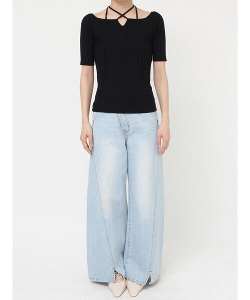 LAGUNAMOON（ラグナムーン）の「チョーカーデザインリブニットプルオーバー（ニット/セーター・レディース・ブラック/ピンク/イエロー・FREE）」の13枚目の写真