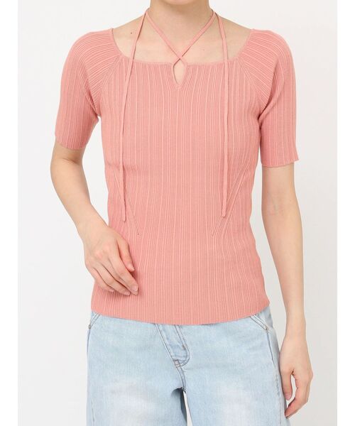 LAGUNAMOON（ラグナムーン）の「チョーカーデザインリブニットプルオーバー（ニット/セーター・レディース・ブラック/ピンク/イエロー・FREE）」の9枚目の写真