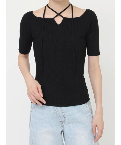 LAGUNAMOON（ラグナムーン）の「チョーカーデザインリブニットプルオーバー（ニット/セーター・レディース・ブラック/ピンク/イエロー・FREE）」の8枚目の写真