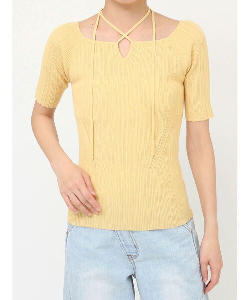 LAGUNAMOON（ラグナムーン）の「チョーカーデザインリブニットプルオーバー（ニット/セーター・レディース・ブラック/ピンク/イエロー・FREE）」の7枚目の写真