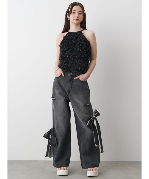 セール】2WAY RIBBON DETAILS DENIM/2WAY リボンディティール