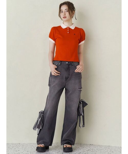 セール】2WAY RIBBON DETAILS DENIM/2WAY リボンディティール