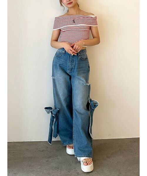 セール】2WAY RIBBON DETAILS DENIM/2WAY リボンディティールデニム