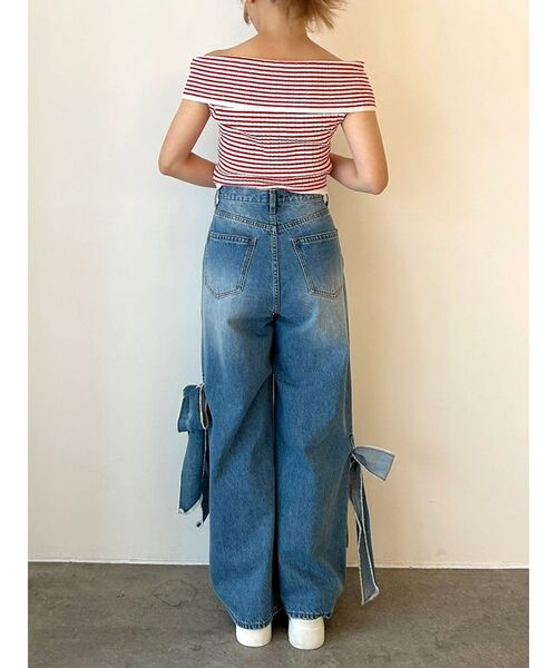 CALNAMUR(カルナムール)の「2WAY RIBBON DETAILS DENIM/2WAY リボンディティールデニム(デニムパンツ・レディース・ブラック/ライトブルー・SMALL/MEDIUM)」の16枚目の写真
