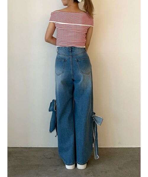 CALNAMUR(カルナムール)の「2WAY RIBBON DETAILS DENIM/2WAY リボンディティールデニム(デニムパンツ・レディース・ブラック/ライトブルー・SMALL/MEDIUM)」の17枚目の写真