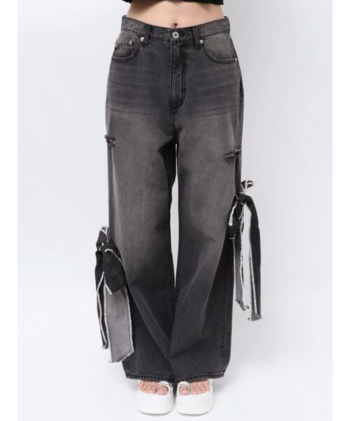 CALNAMUR(カルナムール)の「2WAY RIBBON DETAILS DENIM/2WAY リボンディティールデニム(デニムパンツ・レディース・ブラック/ライトブルー・SMALL/MEDIUM)」の18枚目の写真