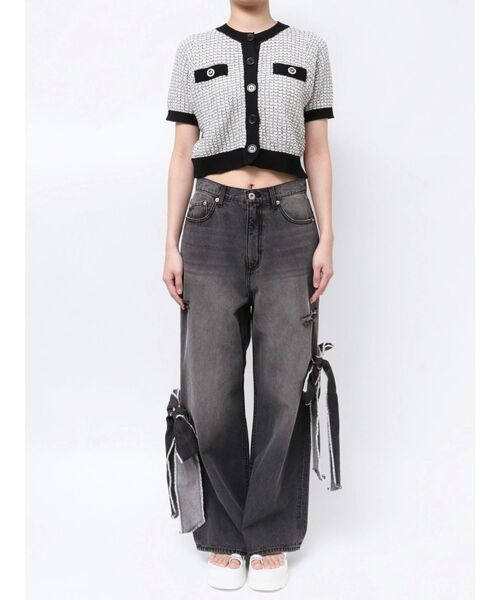 CALNAMUR(カルナムール)の「2WAY RIBBON DETAILS DENIM/2WAY リボンディティールデニム(デニムパンツ・レディース・ブラック/ライトブルー・SMALL/MEDIUM)」の8枚目の写真