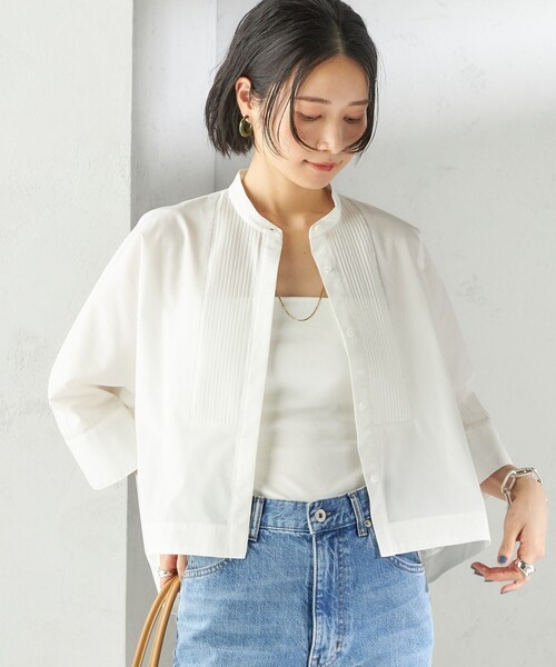 SHIPS(シップス)の「〈手洗い可能〉ピンタック 羽織 シャツ(シャツ/ブラウス・レディース・ライトブルー/オフホワイト/ベージュ・ONE SIZE)」の2枚目の写真