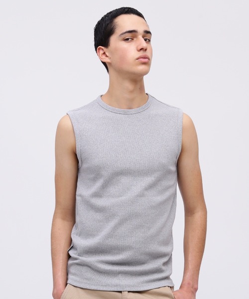 AVIREX(アヴィレックス)の「《DAILY/デイリー》RIB NOSLEEVE T-SHIRT / デイリーウェア リブ ノースリーブ Tシャツ / AVIREX / アヴィレックス(Tシャツ/カットソー・メンズ・ホワイト/ブラック/グレー/オリーブ/ロイヤルブルー/チャコール・X-LARGE/LARGE/MEDIUM/SMALL)」の3枚目の写真