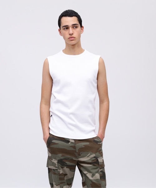 AVIREX(アヴィレックス)の「《DAILY/デイリー》RIB NOSLEEVE T-SHIRT / デイリーウェア リブ ノースリーブ Tシャツ / AVIREX / アヴィレックス(Tシャツ/カットソー・メンズ・ホワイト/ブラック/グレー/オリーブ/ロイヤルブルー/チャコール・X-LARGE/LARGE/MEDIUM/SMALL)」の7枚目の写真