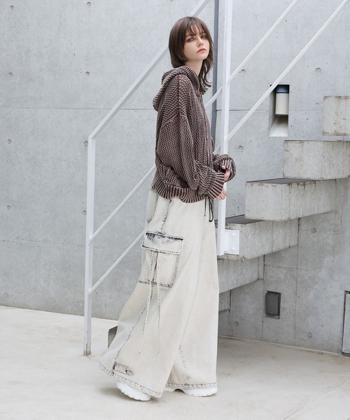 Spielio（シュピーリオ）の「【Spielio】Vintage like mesh knit hoodie/ヴィンテージライクメッシュニットパーカー（パーカー・メンズ・ブラック/ブラウン・M/L）」の16枚目の写真