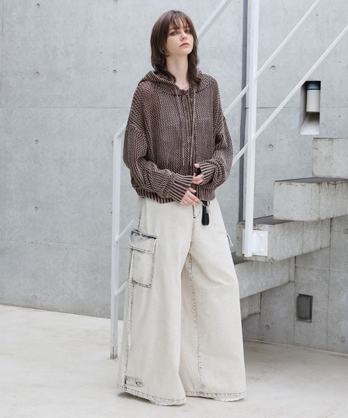 Spielio（シュピーリオ）の「【Spielio】Vintage like mesh knit hoodie/ヴィンテージライクメッシュニットパーカー（パーカー・メンズ・ブラック/ブラウン・M/L）」の17枚目の写真