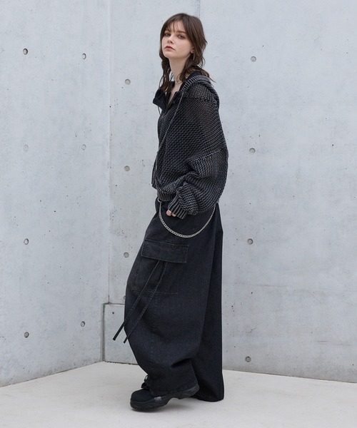 【Spielio】ヴィンテージライクメッシュニットパーカー Spielio パーカー 「Spielio」Vintage like mesh knit hoodie