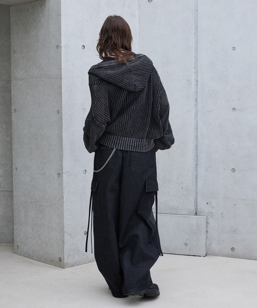 【Spielio】ヴィンテージライクメッシュニットパーカー Spielio】Vintage like mesh knit hoodie/ヴィンテージライク