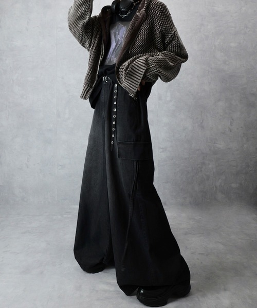 Spielio】Vintage like mesh knit hoodie/ヴィンテージライク