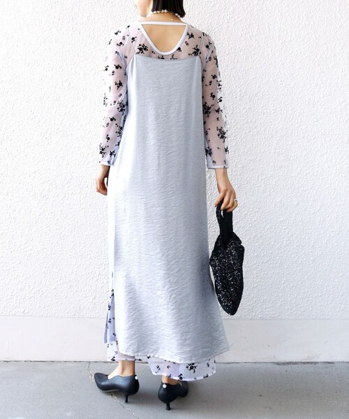 kaene(カエン)の「kaene:フロッキー レース × サテン 2WAY ワンピース(セレモニー対応可)(ドレス・レディース・ライトブルー/ダークグレー・ONE SIZE)」の16枚目の写真
