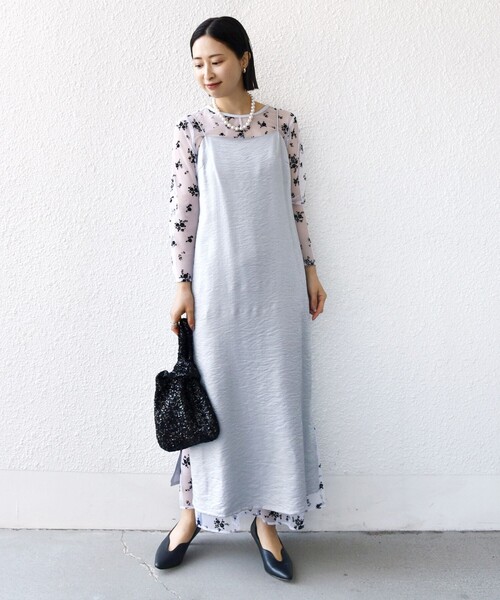 kaene(カエン)の「kaene:フロッキー レース × サテン 2WAY ワンピース(セレモニー対応可)(ドレス・レディース・ライトブルー/ダークグレー・ONE SIZE)」の15枚目の写真