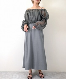 リネンタッチ×チュール2WAYブラウスセットキャミワンピース