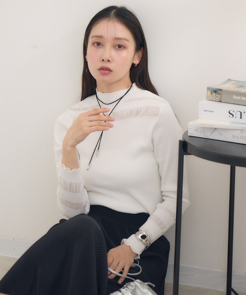 KATHARINE ROSS(キャサリンロス)の「【Pillini/ピリーニ】シアボーダーニットプルオーバー(Tシャツ/カットソー・レディース・グリーン/チャコールグレー/オフホワイト・MEDIUM)」の2枚目の写真