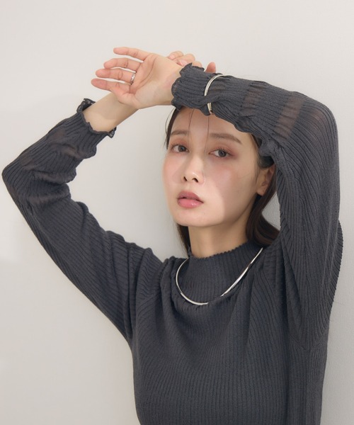 KATHARINE ROSS(キャサリンロス)の「【Pillini/ピリーニ】シアボーダーニットプルオーバー(Tシャツ/カットソー・レディース・グリーン/チャコールグレー/オフホワイト・MEDIUM)」の3枚目の写真