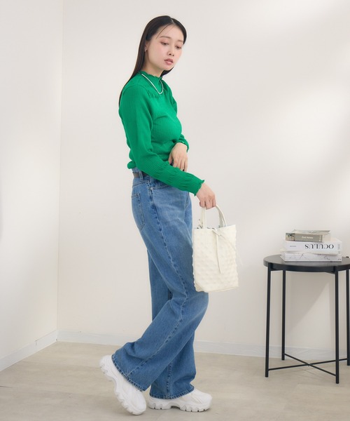 KATHARINE ROSS(キャサリンロス)の「【Pillini/ピリーニ】シアボーダーニットプルオーバー(Tシャツ/カットソー・レディース・グリーン/チャコールグレー/オフホワイト・MEDIUM)」の4枚目の写真