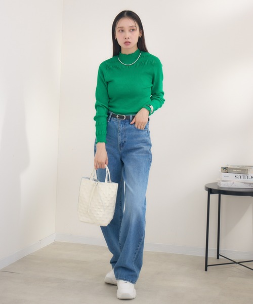 KATHARINE ROSS(キャサリンロス)の「【Pillini/ピリーニ】シアボーダーニットプルオーバー(Tシャツ/カットソー・レディース・グリーン/チャコールグレー/オフホワイト・MEDIUM)」の6枚目の写真