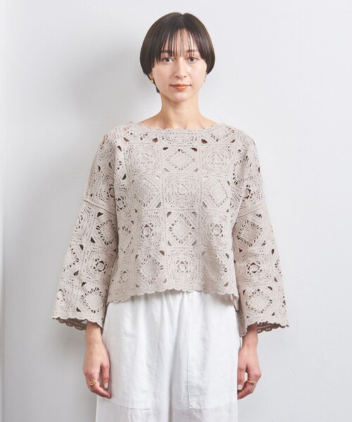 UNITED ARROWS(ユナイテッドアローズ)の「クロッシー エンブロイダリー ニットプルオーバー(ニット/セーター・レディース・オフホワイト/ナチュラル/ブラック・FREE)」の13枚目の写真