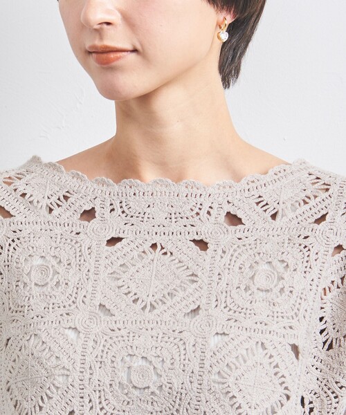 UNITED ARROWS クロッシー エンブロイダリー ニットプルオーバー UNITED ARROWS（ユナイテッドアローズ）の「クロッシー エンブロイ