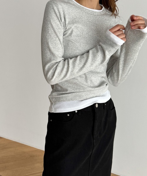 CANAL JEAN（キャナルジーン）の「El mar　レイヤードロングTシャツ（Tシャツ/カットソー・レディース・グレー/ブラック・ONE SIZE）」の3枚目の写真