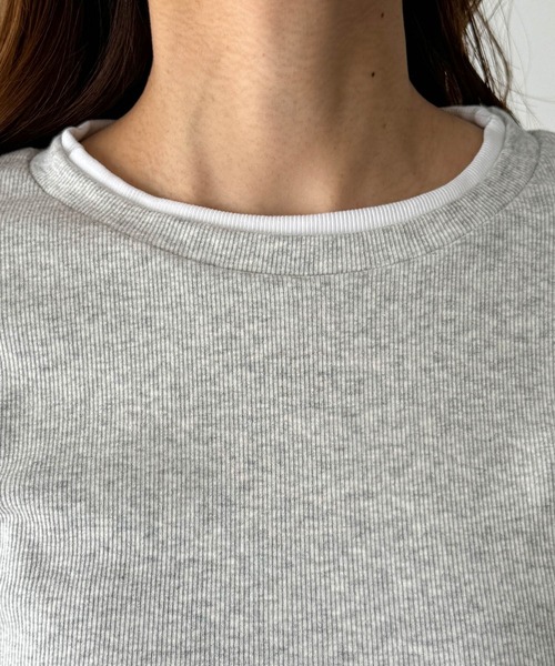 CANAL JEAN（キャナルジーン）の「El mar　レイヤードロングTシャツ（Tシャツ/カットソー・レディース・グレー/ブラック・ONE SIZE）」の9枚目の写真