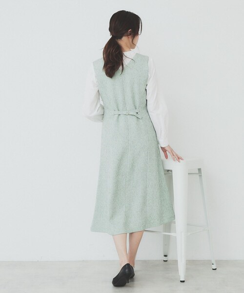 index（インデックス）の「サマーツイードジャンパースカート【洗濯機洗い可/イージーアイロン】（ワンピース・レディース・アイボリー系3/ブラック系3/グリーン系4・36/38/40/42）」の13枚目の写真