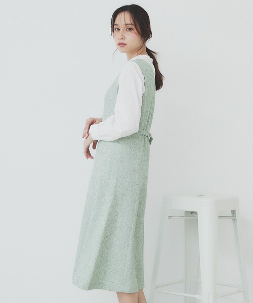 index（インデックス）の「サマーツイードジャンパースカート【洗濯機洗い可/イージーアイロン】（ワンピース・レディース・アイボリー系3/ブラック系3/グリーン系4・36/38/40/42）」の14枚目の写真