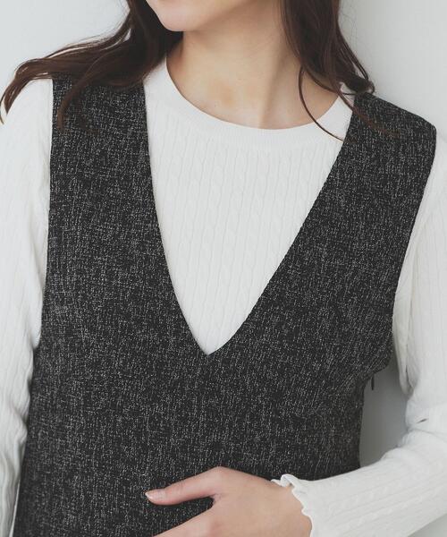 index（インデックス）の「サマーツイードジャンパースカート【洗濯機洗い可/イージーアイロン】（ワンピース・レディース・アイボリー系3/ブラック系3/グリーン系4・36/38/40/42）」の19枚目の写真