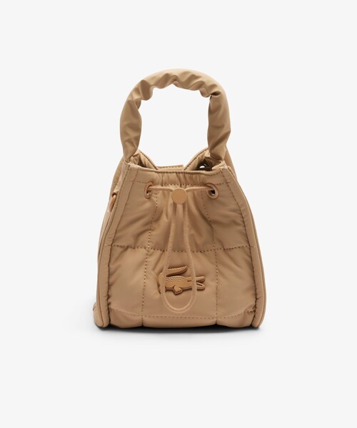 【美品】LACOSTE キルティングショルダーバッグ ナイリア キルティングバケットショルダーバッグ 巾着バッグ | LACOSTE