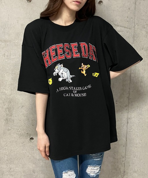 GLAMOROUS JANE(グラマラスジェーン)の「TOM&JERRYプリントTシャツ(Tシャツ/カットソー・レディース・オフホワイト/ブラック/グリーン・FREE)」の3枚目の写真