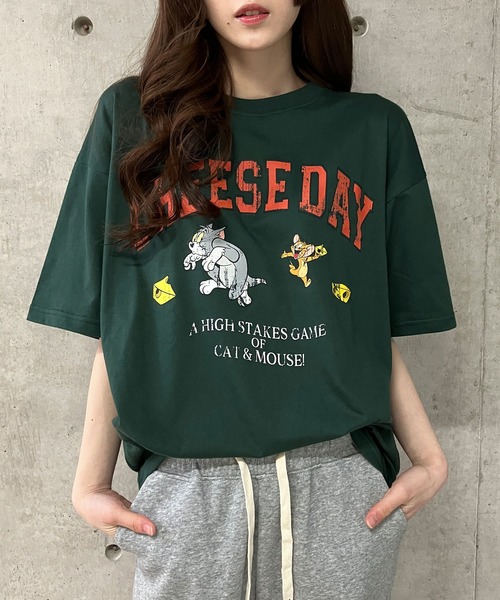GLAMOROUS JANE(グラマラスジェーン)の「TOM&JERRYプリントTシャツ(Tシャツ/カットソー・レディース・オフホワイト/ブラック/グリーン・FREE)」の9枚目の写真