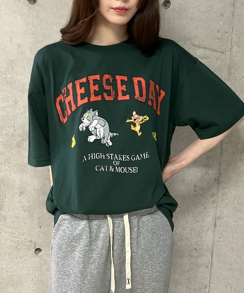 GLAMOROUS JANE(グラマラスジェーン)の「TOM&JERRYプリントTシャツ(Tシャツ/カットソー・レディース・オフホワイト/ブラック/グリーン・FREE)」の8枚目の写真