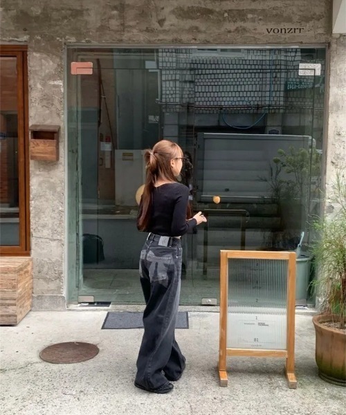 UP START（アップスタート）の「【LAMPOON】ヒップリボンデニムパンツ（デニムパンツ・レディース・ブラック・LARGE/MEDIUM/SMALL）」の2枚目の写真