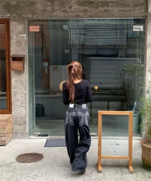 UP START（アップスタート）の「【LAMPOON】ヒップリボンデニムパンツ（デニムパンツ・レディース・ブラック・LARGE/MEDIUM/SMALL）」の3枚目の写真