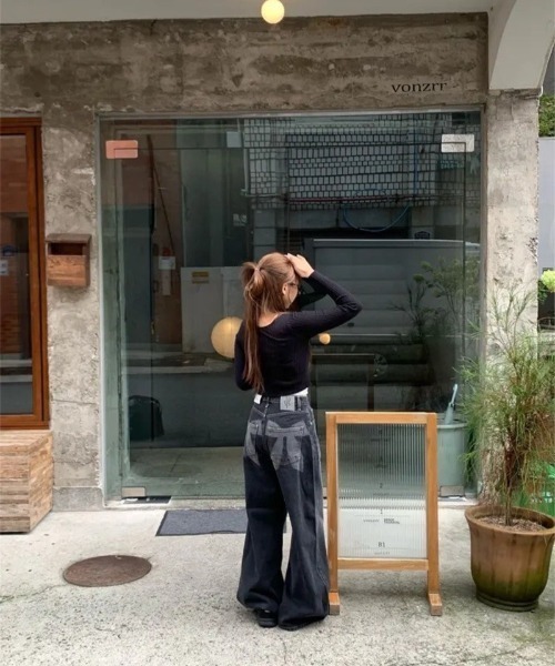 UP START（アップスタート）の「【LAMPOON】ヒップリボンデニムパンツ（デニムパンツ・レディース・ブラック・LARGE/MEDIUM/SMALL）」の6枚目の写真