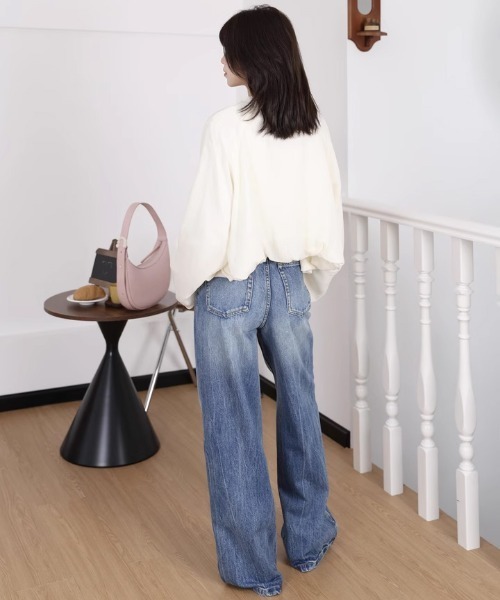 tageechita（タジチタ）の「【tageechita】水流ウォッシュ ワイドストレート デニムパンツ（デニムパンツ・レディース・インディゴブルー・XS/S/M/L）」の12枚目の写真