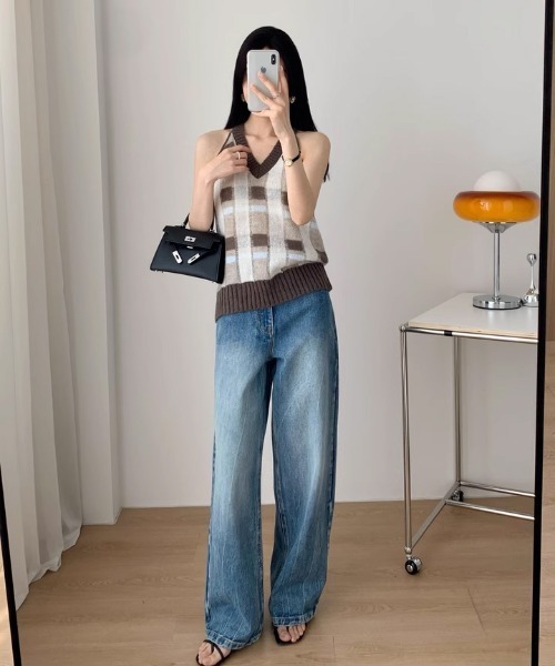 tageechita（タジチタ）の「【tageechita】水流ウォッシュ ワイドストレート デニムパンツ（デニムパンツ・レディース・インディゴブルー・XS/S/M/L）」の16枚目の写真