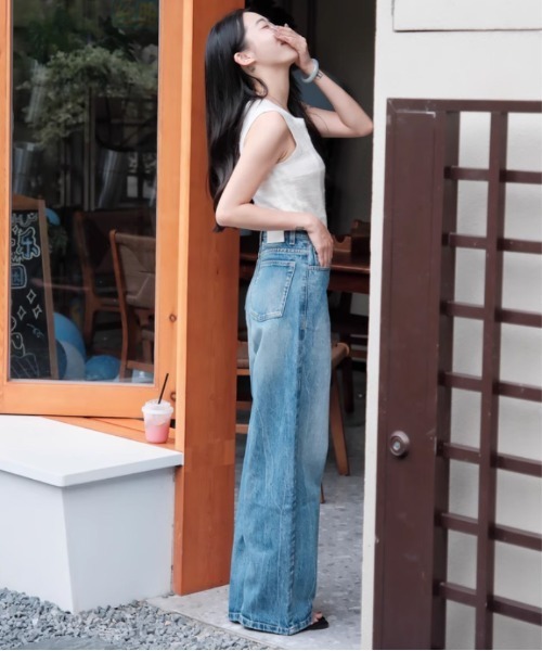 tageechita（タジチタ）の「【tageechita】水流ウォッシュ ワイドストレート デニムパンツ（デニムパンツ・レディース・インディゴブルー・XS/S/M/L）」の20枚目の写真